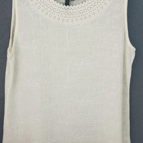 ALLIE & ROB WOMENS CROCHET FLOAL PATTERN IVORY/CREAM KNIT TOP SIZE XL - Picture 2 of 9